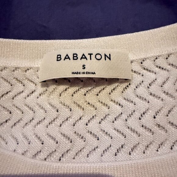 Aritzia Babaton Sculpt Knit Tank Top XS White Ribbed Crop Patterned - Picture 2 of 4